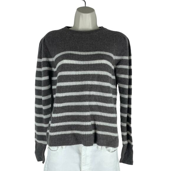 360 Cashmere Laurel Cashmere Striped Sweater Puff Shoulder Size S - Picture 1 of 9